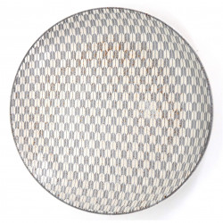 Japanische runde Keramikplatte, YAGASURI, weiß