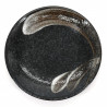 Japanische schwarze Keramikplatte Ø23cm, ARAHAKE, Pinsel