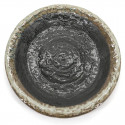 round japanese ceramic plate, OBORO, black