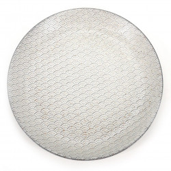Japanese round plate, KODAI SEIGAIHA, white