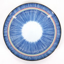 Piatto rotondo in ceramica blu giapponese, TOKUSA, linee colorate