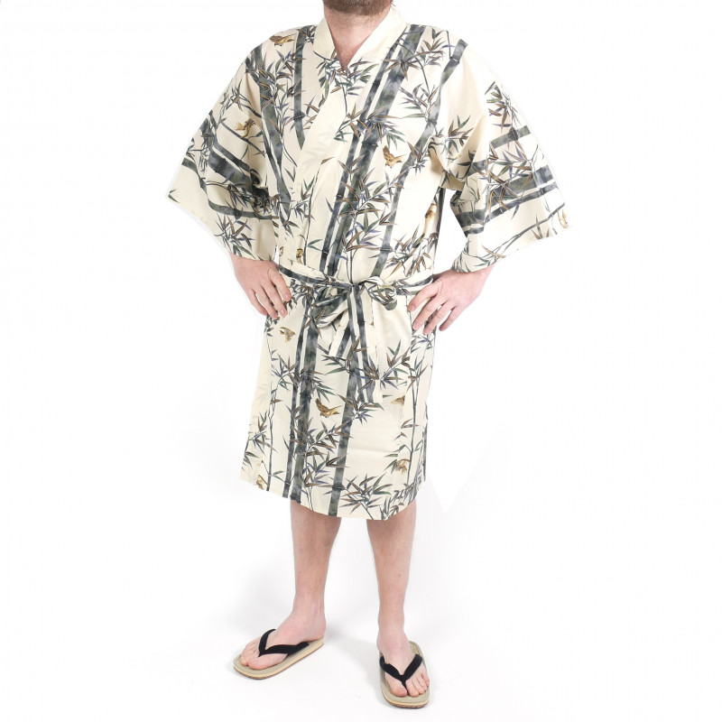 happi kimono traditionnel japonais en coton TAKE, bambou, pour homme