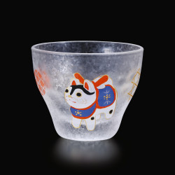 Japanese sake glass with dog motif - GARASU INU