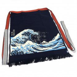 Tablier traditionnel japonais en coton Great Wave, MAEKAKE UKIYOE HOKUSAI