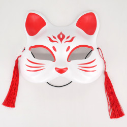 Japanische rote und weiße Katzenmaske