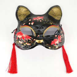 Máscara japonesa de gato negro y rojo - NEKOMASUKU
