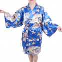 Hanten traditioneller japanischer blauer Kimono in der Polyester-Dynastie unter der Kirschblüte für Frauen