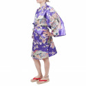 hanten traditional japanese purple kimono in polyester dynasty under the cherry blossom for women