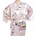 Kimono hanten tradizionale giapponese rosa in dinastia poliestere sotto il fiore di ciliegio per donna