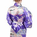 hanten traditional japanese purple kimono in polyester dynasty under the cherry blossom for women