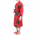 happi tradicional japonés peonía de algodón rojo y kimono de río para mujer