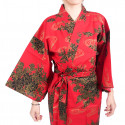 happi tradicional japonés peonía de algodón rojo y kimono de río para mujer