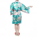 Kimono hanten tradizionale turchese giapponese in dinastia poliestere sotto il fiore di ciliegio per donna