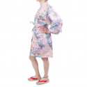 hanten kimono japonés tradicional algodón satinado rosa princesita para mujer