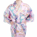 hanten kimono japonés tradicional algodón satinado rosa princesita para mujer