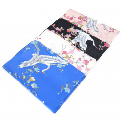 Silk, plum and crane scarf, UME TO TSURU
