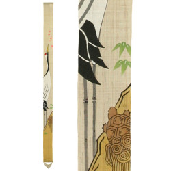 Fine hand-painted Japanese hemp tapestry, TSURUKAME SENMAN, The Crane and the Turtle