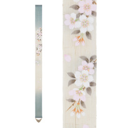 Feiner japanischer Wandteppich aus Hanf, handbemalt, SATOZAKURA, Kirschblüte