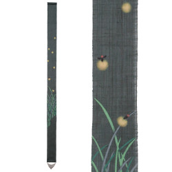 Feiner japanischer Wandteppich aus Hanf, handbemalt, HOTARU, Firefly
