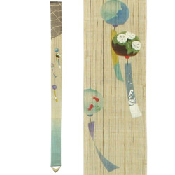 Fine Japanese tapestry in hemp, hand painted, FURIN, Carillon