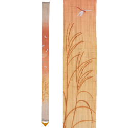 Fine hand-painted Japanese hemp tapestry, AKANE, madder