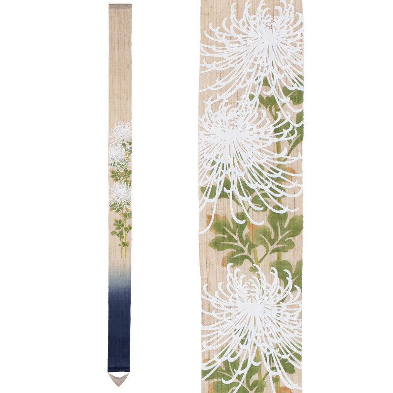 Feiner japanischer Wandteppich aus Hanf, handbemalt, OITOGIKU, Chrysantheme