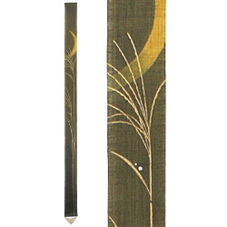 Fine tapisserie japonaise en chanvre peinte à la main, TSUKIYO NO SUSUKI, Nuit au clair de lune