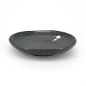 schwarze japanische Keramik tiefe Platte, Punkt, weiße Punkte, hergestellt in Japan