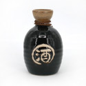 Servizio di sake 1 bottiglia e 2 tazze, TENMOKU, nero e kanji