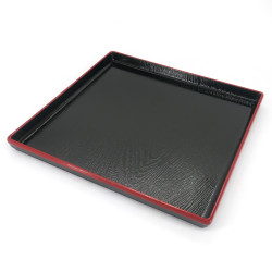 Square tray with adherent coating, DAIZU MOKUME BON, black