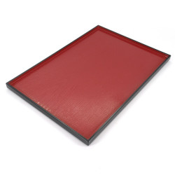 plateau rectangulaire avec revêtement adhérent, DAIZU MOKUME BON, rouge