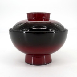 Japanese resin bowl with lid, MOKUME, Brown