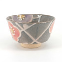 Japanische Teezeremonie Schüssel - Chawan, SAKURA, grau und rosa