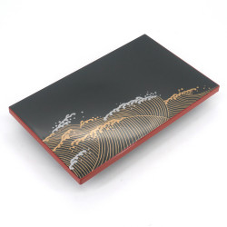 sushi tray, rectangle, black lacquered effect, NAMI