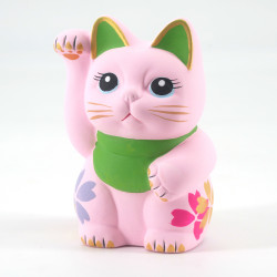Japanische manekineko glückliche Katze, PINKU, rosa und grün