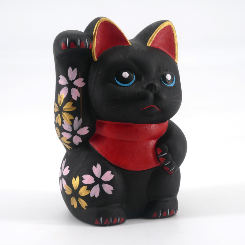 Rojo & Negro Colgante de Feng Shui con gato de porcelana japonesa Maneki Neko Lucky Charm tradicional 