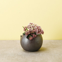 Vase rond en terre japonais soliflore, BURONZU, bronze