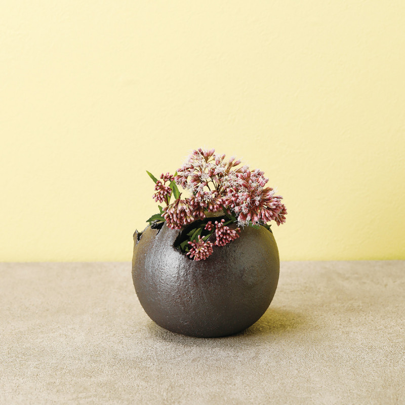 Vaso tondo in vaso di argilla giapponese, BURONZU, bronzo
