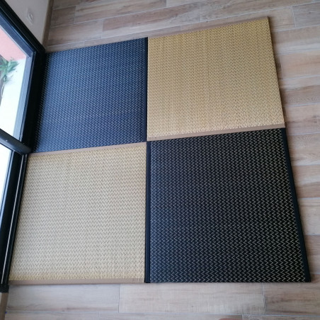 Japanese rug, rice straw mat, black or beige, IBUKI