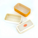 Bento lunch box rettangolare giapponese, YAMABUKI NAMICHIDORI, giallo + bacchette