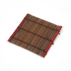 Small dark bamboo coaster, SOME, red