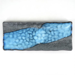 Japanese blue plate rectangular ceramic BURU