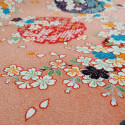 Japanese pink polyester chirimen fabric with cherry blossom motif, SAKURA, made in Japan width 112 cm x 1m