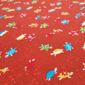 Japanese red cotton fabric with turtle motif, KAME, made in Japan width 112 cm x 1m
