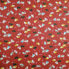 Tejido de algodón rojo japonés con motivo de gato, NEKO, hecho en Japón ancho 112 cm x 1m