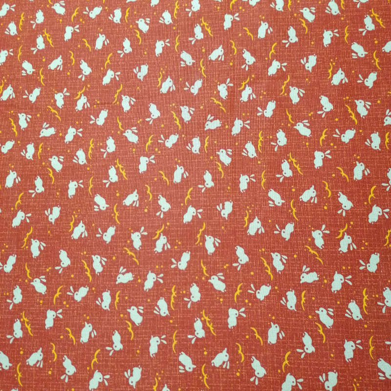 Kaninchengewebe aus japanischer rot Baumwolle, USAGI, hergestellt in Japan Breite 112 cm x 1m