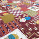 Tissu rouge japonais en coton motif patchwork, PATCHIWAKU, fabriqué au Japon largeur 112 cm x 1m