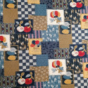 Japanese blue cotton fabric with patchwork motif, PATCHIWAKU, made in Japan width 112 cm x 1m