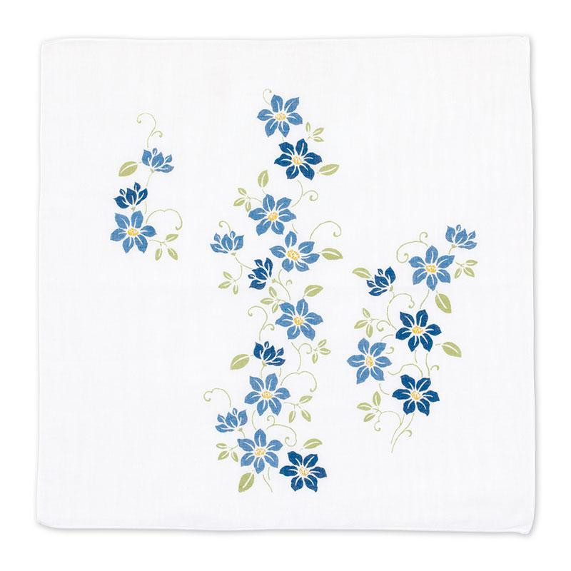 Japanese handkerchief, KUREMACHISU, Clematis blue