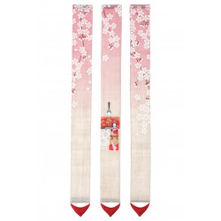 Feiner japanischer Wandteppich aus Hanf, handbemalt, OKABINA